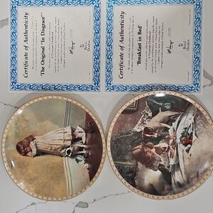 Royal Doulton Victorian Scene Plates - Brown and Cream